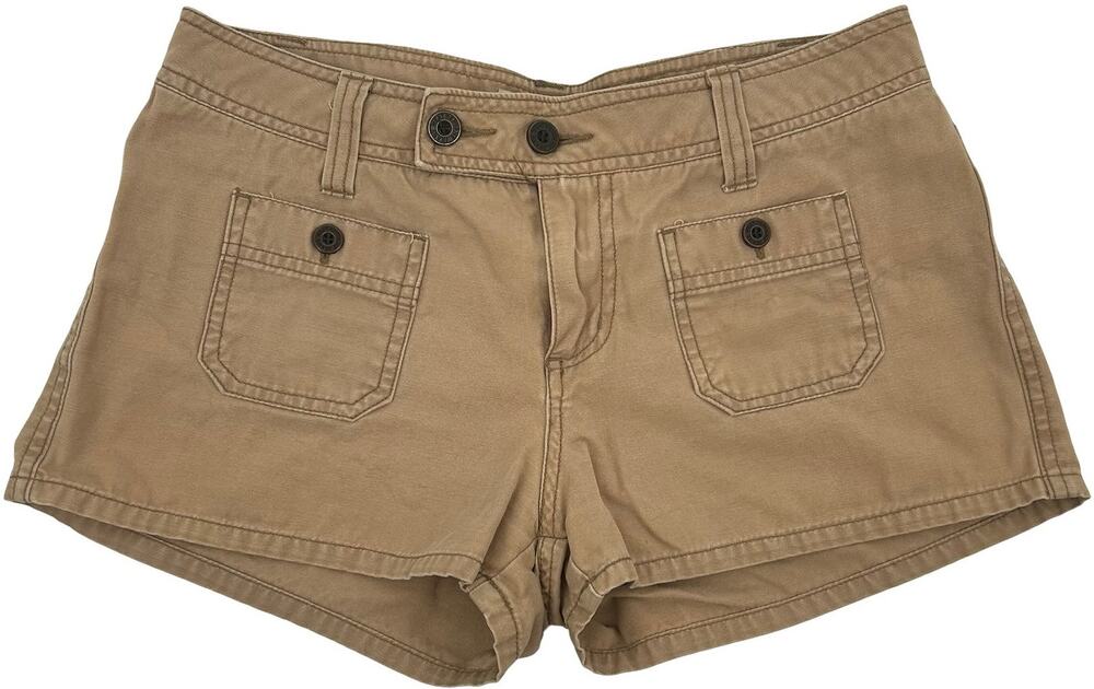 Vintage y2k Women's Low Rise Tan Weather Vane Cheeky Mini Shorts Size 7d